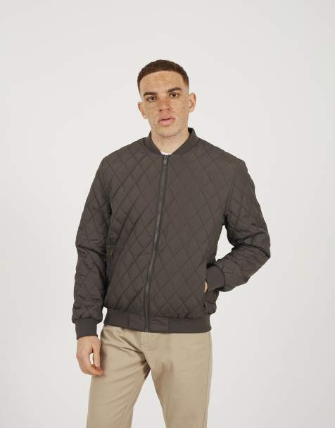 Brave Soul Diamond quilted bomber jacket in brown - view 1