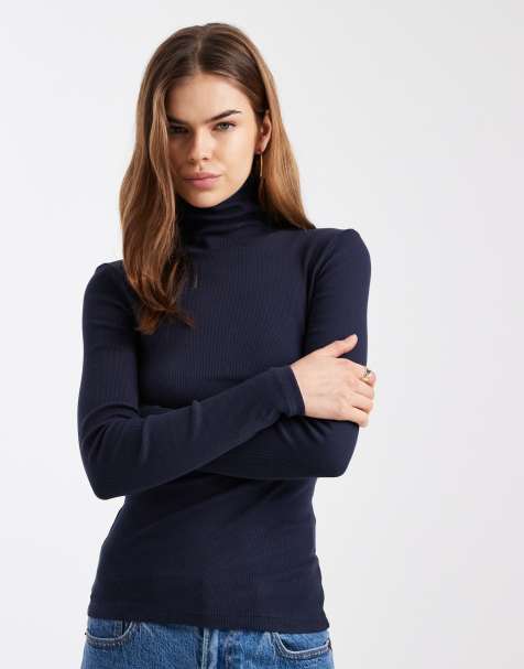 Brave Soul - Dolcevita a maniche lunghe a coste blu navy - view 1