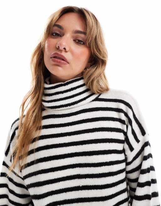 Brave Soul - Dolcevita color crema e nero a righe