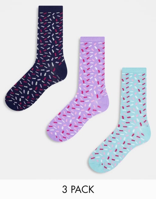 Brave Soul donut 3 pack sock gift box in blue and purple sprinkles ASOS