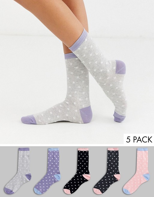 Brave Soul dotty 5 pack socks