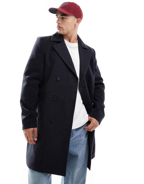 Brave Soul - Double breasted pea coat in marineblauw - view 1