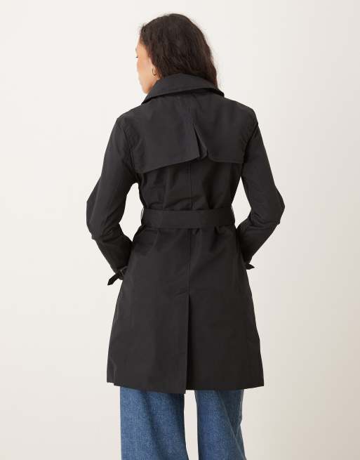 Brave Soul - Double breasted trenchcoat met riem in zwart, 3 van 4
