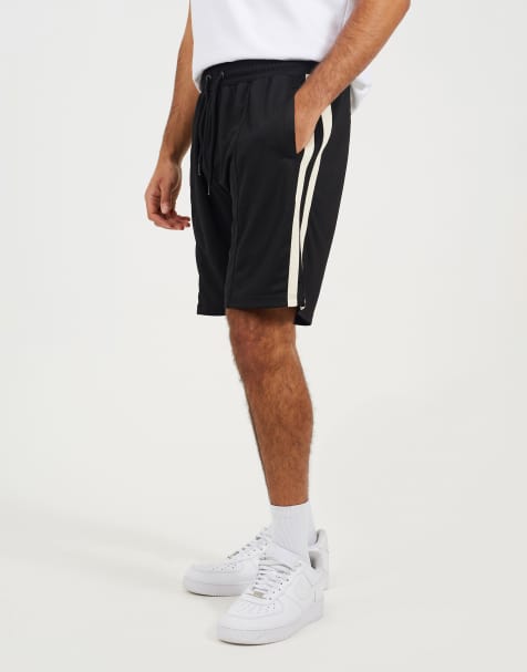 Brave Soul Double side stripe jersey shorts in black - view 1