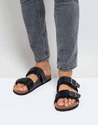 black 2 strap sandals