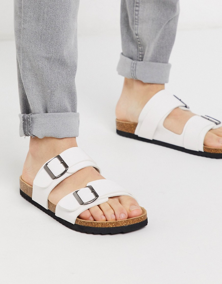 Brave Soul double strap sandals in white