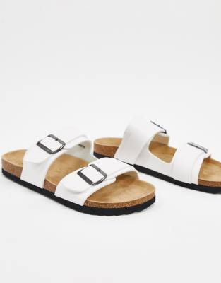 white two strap sandals