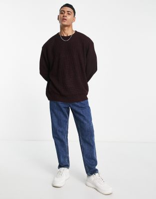 Brave Soul drop shoulder jumper in dark burgundy