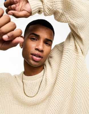 Brave Soul Brave Soul drop shoulder jumper in oatmeal-Neutral