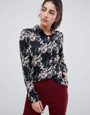 Brave Soul Brave Soul Dymphna Floral Print Shirt-Navy
