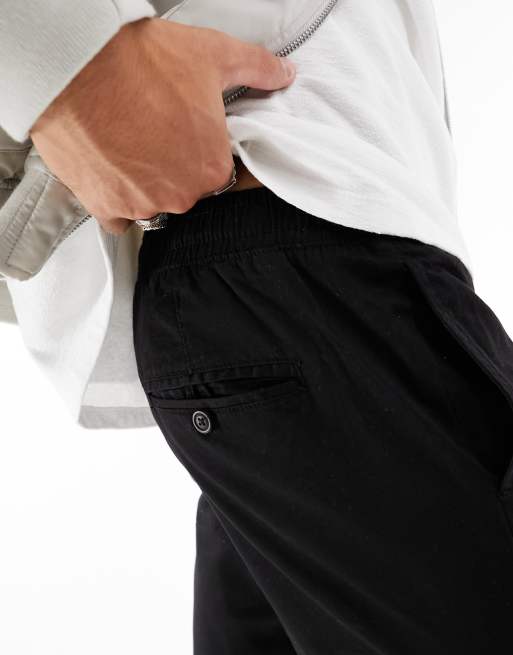 Brave Soul elasticated waist chino trousers in black, 4 of 5