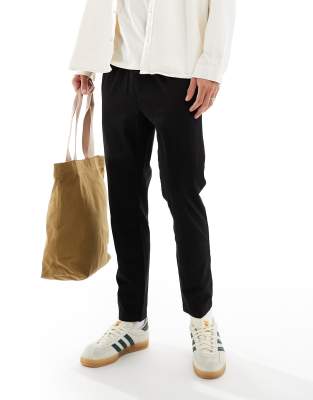 Brave Soul Brave Soul elasticated waist chino trousers in black