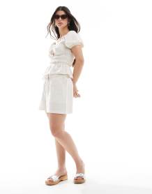 Miss Selfridge linen blend mini skirt in stone