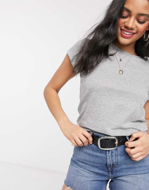 Brave Soul Eleanor Basic T-Shirt in grey