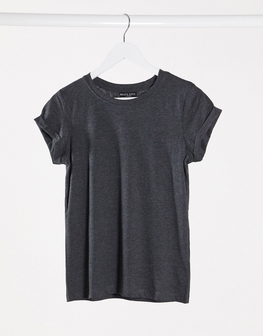 Brave Soul - Eleanor - T-shirt in antracietgrijs-Zwart