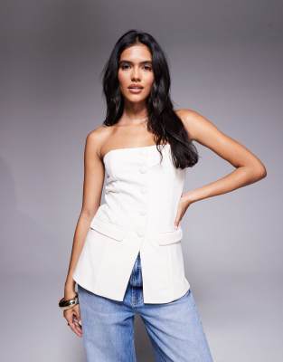 Brave Soul - Elegante Bandeau-Weste in Creme-Weiß