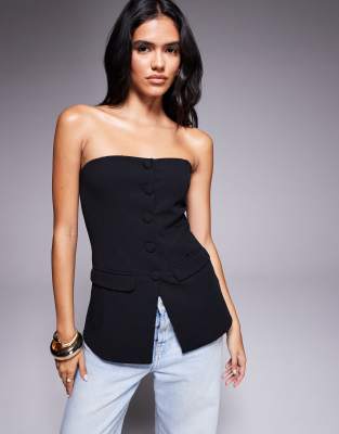 Brave Soul - Elegante Bandeau-Weste in Schwarz