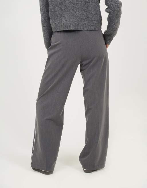 Brave Soul - Elegante broek met contrasterende tailleband in grijs, 3 van 4