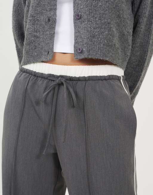 Brave Soul - Elegante broek met contrasterende tailleband in grijs, 4 van 4