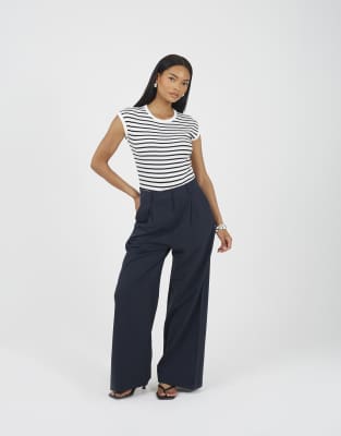 Elegante Hose in Marineblau mit geradem Bein Marineblau 42