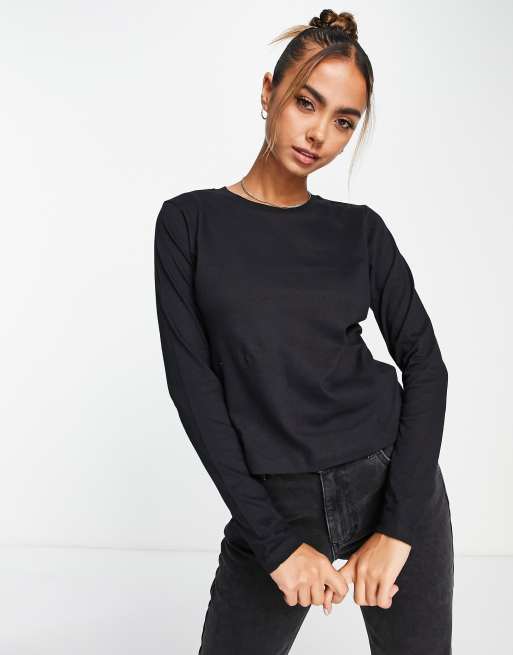 Asos Donna Abbigliamento Top e t-shirt T-shirt T-shirt a maniche lunghe Ellie T-shirt a maniche lunghe nera 