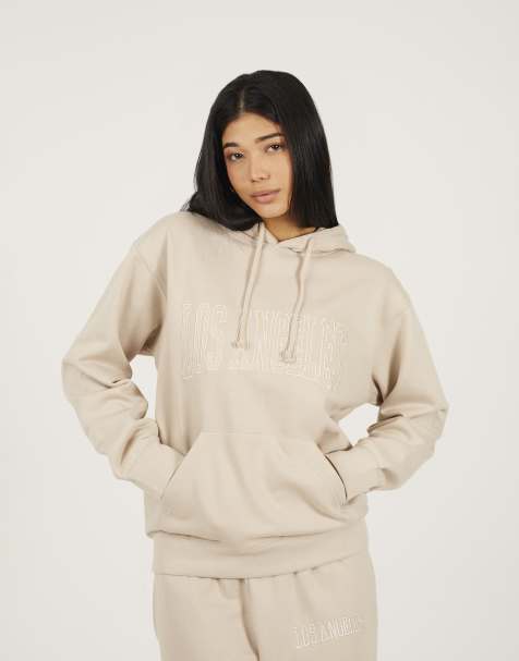 Brave Soul Embroidered hoodie in stone - view 1