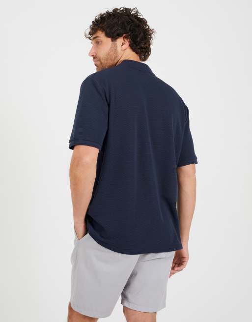Brave Soul Embroidered v-neck polo shirt in navy, 2 of 4