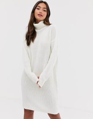 white roll neck jumper dress