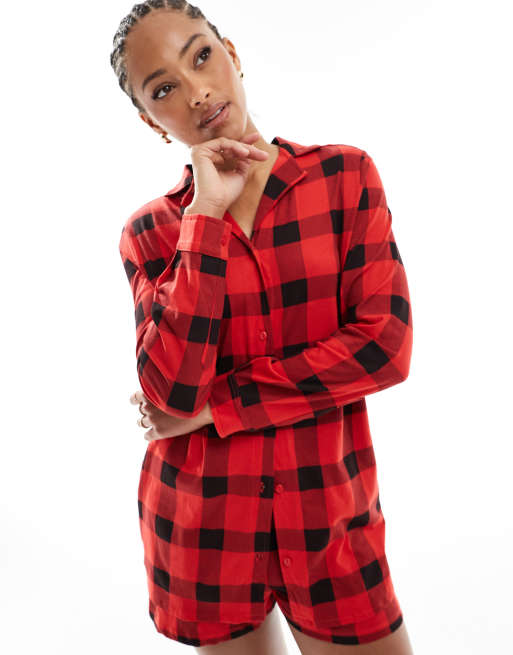 Chemise A Carreaux Femme Rouge Manches Longues Chemise Femme