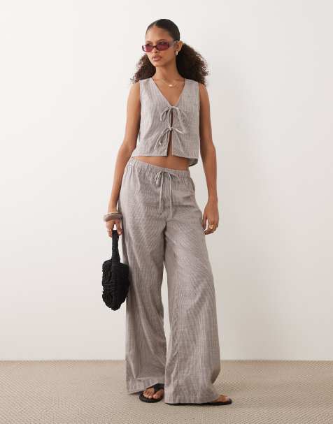 Brave Soul - Ensemble pantalon et gilet de costume à rayures - Marron - view 1