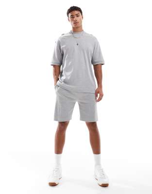 Brave Soul - Ensemble short et t-shirt en coton mélangé - Gris clair - view 1