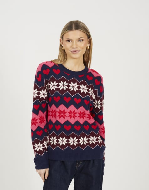 Brave Soul Fairisle christmas jumper in navy - view 1