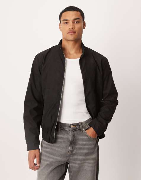 Brave Soul Faux suede bomber jacket in black - view 1