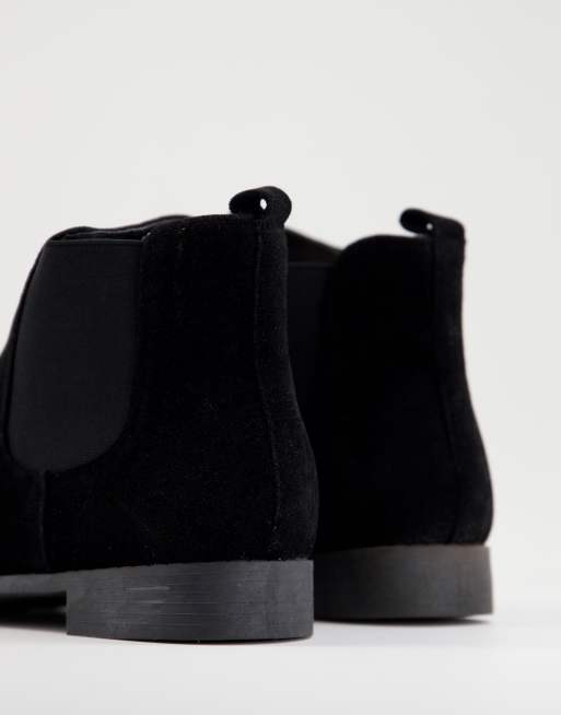 Brave Soul faux suede chelsea boots in black