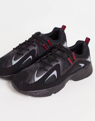 black suede chunky trainers