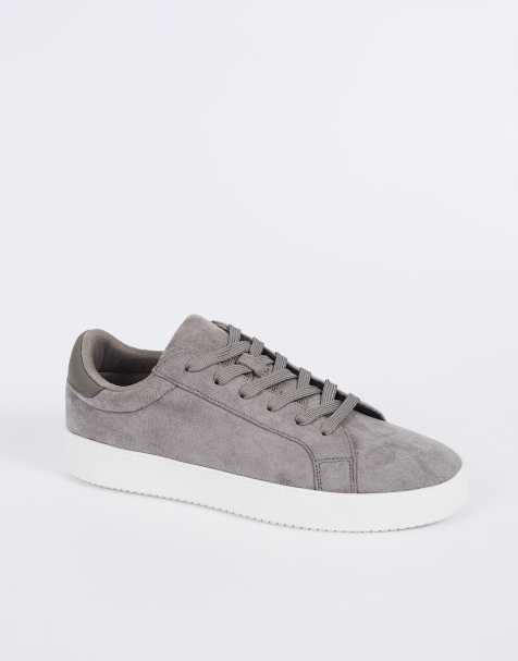 Brave Soul Faux suede trainers with contrast sole in grey - view 1