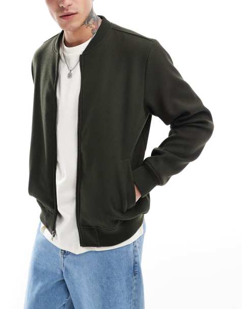 Brave Soul faux wool bomber jacket in forest green - view 1