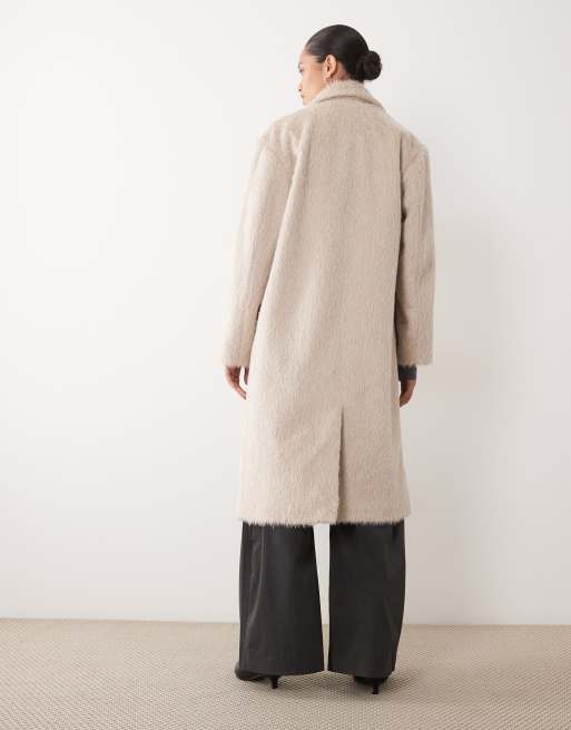 Brave Soul faux wool oversize double breasted overcoat in cream, 4 of 4
