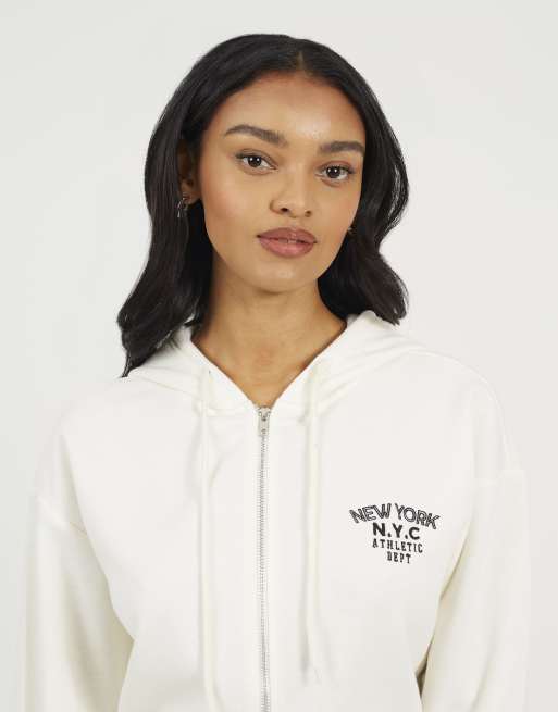 Brave Soul - Felpa con cappuccio color crema con zip, 3 di 4