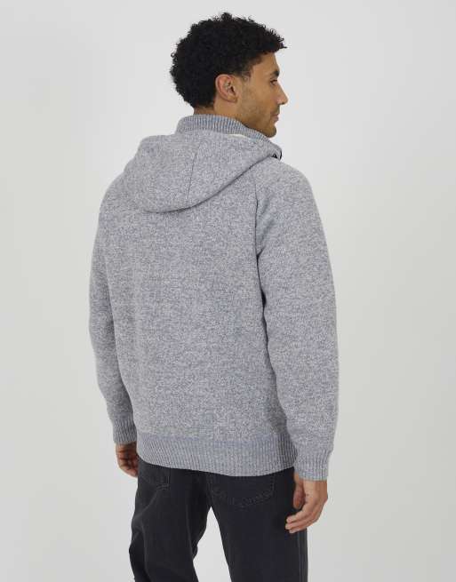 Brave Soul felpa con cappuccio con collo alto e zip, grigio chiaro, 2 di 4