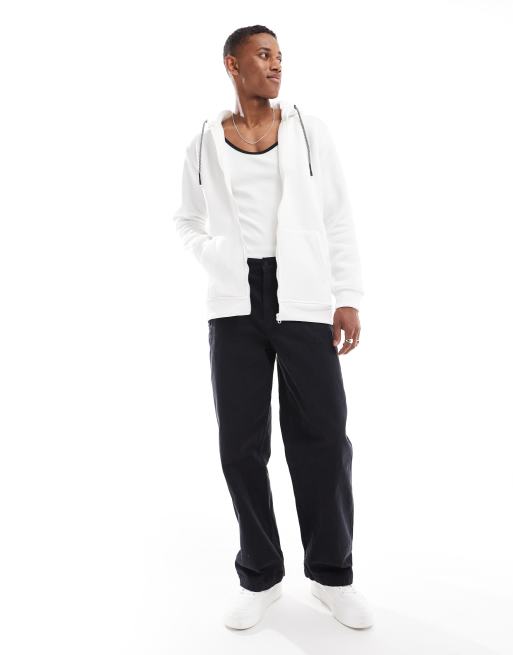 Brave Soul - Felpa con cappuccio crema con zip e cordino