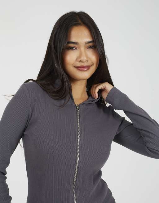 Brave Soul - Felpa con cappuccio grigio scuro a maniche lunghe con zip, 2 di 4
