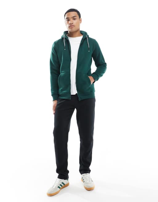 Brave Soul - Felpa con cappuccio verde scuro con coulisse e zip, 2 di 5