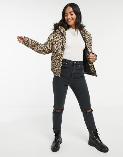 Brave Soul Fernie leopard puffer coat ASOS