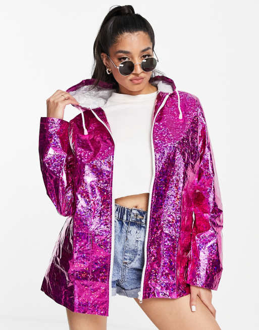 Brave Soul festival rhino rain trench in pink shimmer