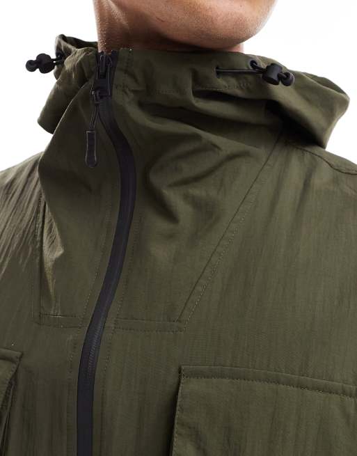 Brave Soul festival windbreaker jacket in khaki, 3 of 4