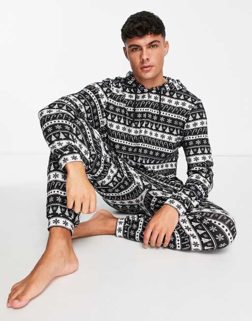 Brave Soul festive all in one in black fair isle print, 4 of 4