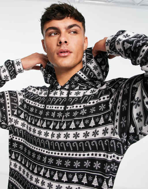 Brave Soul festive all in one in black fairisle print, 2 of 4