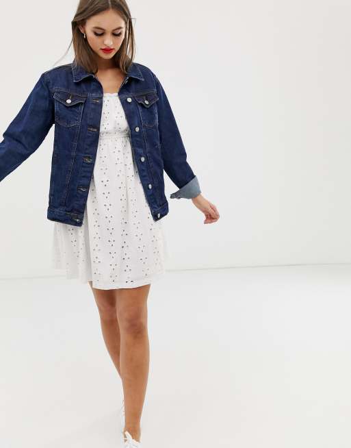 Brave Soul – Fielding – Lange Jeansjacke in dunkler Waschung, 4 von 4