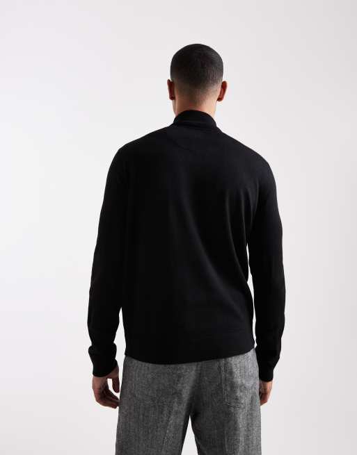Brave Soul fine knit quarter zip sweater in black, 3 of 5